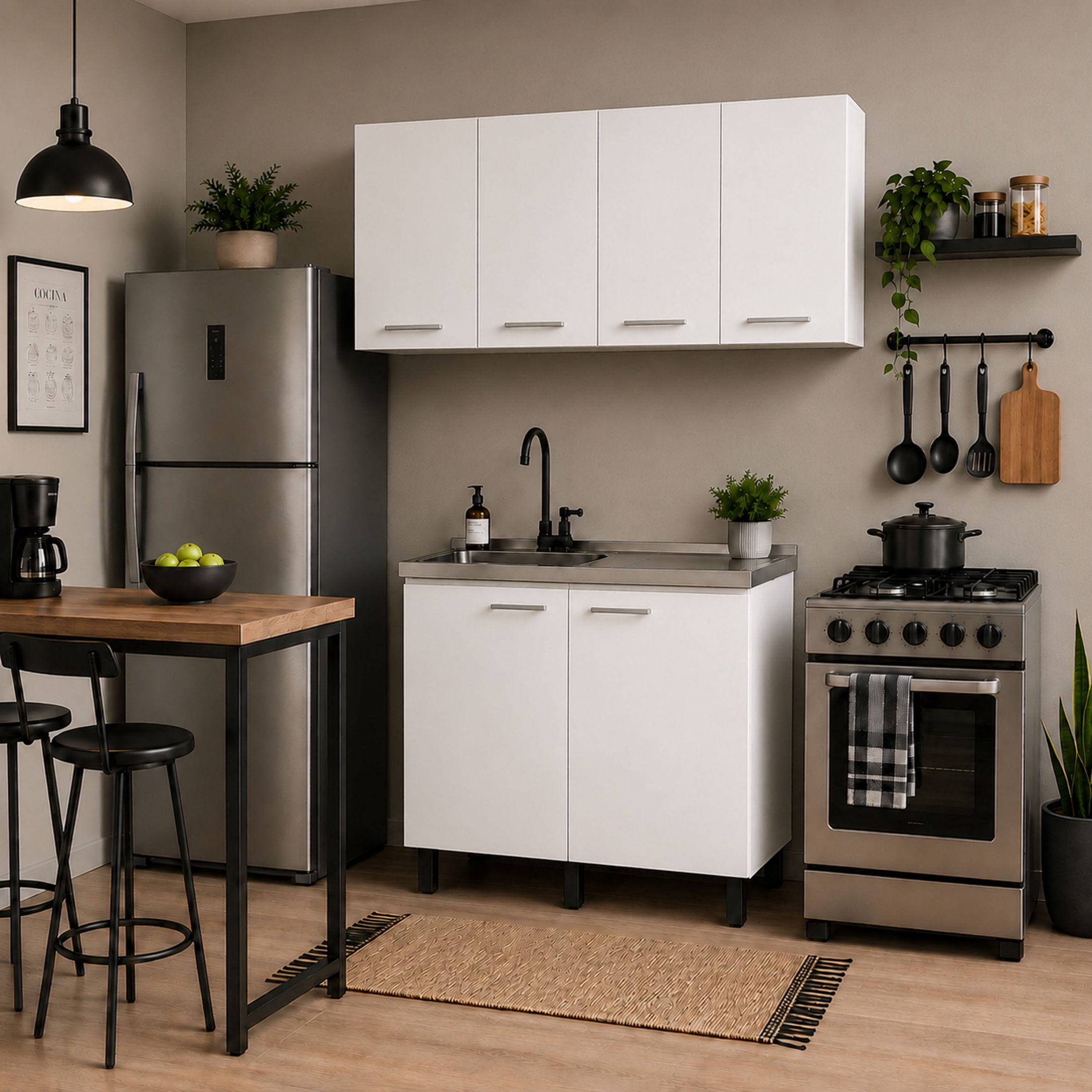 ILRITYLK White Texas 2-Piece Kitchen Sink Cabinet Set, 47.2