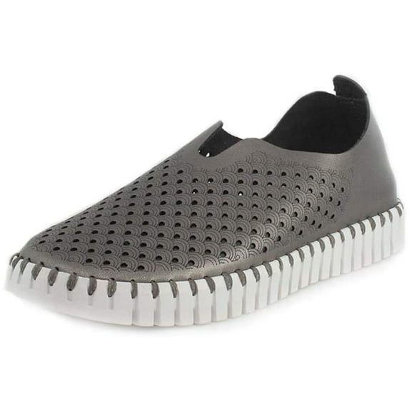ILSE JACOBSEN Adult Female Tulip 3576 Flats, Color: Gun Metal, Size: 37