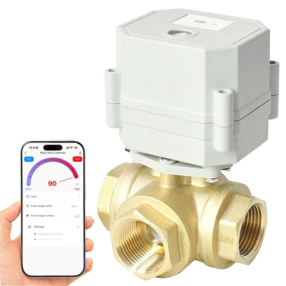 ILSY-IVA DN25 WiFi Remote Control Smart Water Valve,1” DC5V-DC12V Brass 3-Way Electric Ball Valve