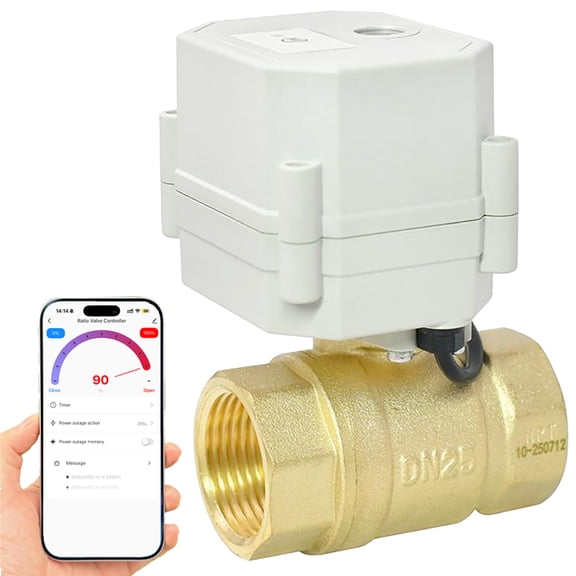 ILSY-IVA DN25 WiFi Remote Control Smart Water Valve,1” DC5V-DC12V Brass Electric Ball Valve