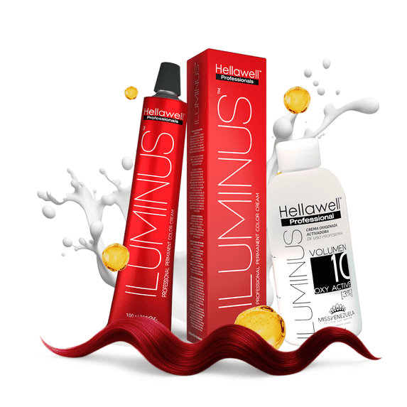 ILUMINUS Hair Dye professional permanent cream color + Developer, with Niacinamide and Milk Protein. 3.54oz ( 0.45 Mahogany )
