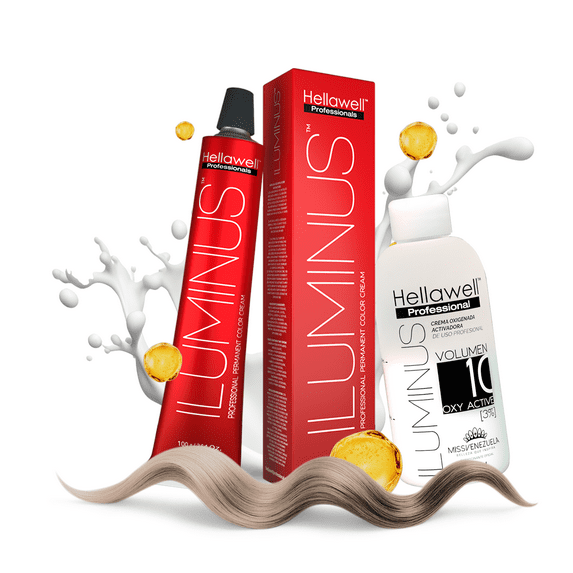 ILUMINUS Hair Dye professional permanent cream color + Developer, with Niacinamide and Milk Protein. 3.54oz  (12.6 Light Ash Blonde)