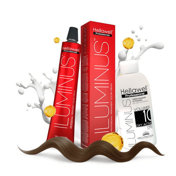 ILUMINUS Hair Dye professional permanent cream color + Developer, with Niacinamide and Milk Protein. 3.54oz (7.3 Medium Golden Blonde)