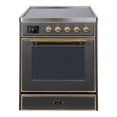 thumbnail image 1 of ILVE Majestic II 30" Electric Glass Door Metal Range in Matte Graphite/Brass, 1 of 3