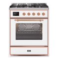thumbnail image 1 of ILVE Majestic II 30" NG Glass Door Stainless Steel Metal Range in White/Copper, 1 of 3