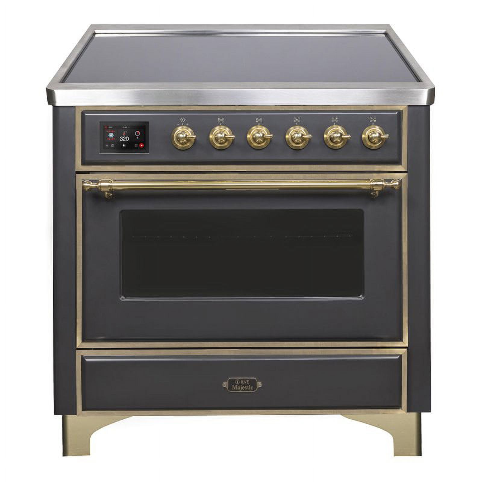 ILVE Majestic II 36" Electric Glass Door Metal Range in Matte Graphite