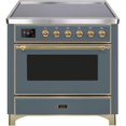 thumbnail image 1 of ILVE Majestic II 36" Electric Glass Door Modern Metal Range in Blue Gray/Brass, 1 of 3