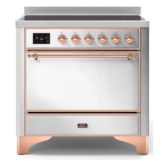 ILVE Majestic II 36 Inch Electric Freestanding Range in Stainless Steel with Copper Trim - UMI09QNS3SSP