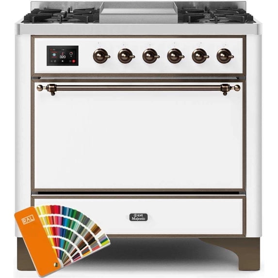 ILVE Majestic II 36" NG Solid Door/Griddle Metal Range in Custom RAL/Bronze