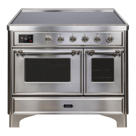 ILVE Majestic II 40" Electric Glass Door Stainless Steel Metal Range in Chrome