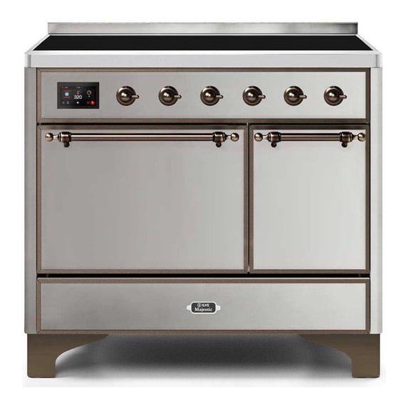 ILVE Majestic II 40" Electric Solid Door Stainless Steel Metal Range in Bronze