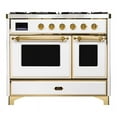thumbnail image 1 of ILVE Majestic II 40" NG Glass Door/Griddle Modern Metal Range in White/Brass, 1 of 3