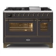 thumbnail image 1 of ILVE Majestic II 48" NG Glass Door/Griddle Metal Range in Matte Graphite/Bronze, 1 of 2