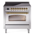 thumbnail image 1 of ILVE Nostalgie II 36 Inch Electric Freestanding Range in Stainless Steel with Brass Trim - UPI366NMPSSG, 1 of 1