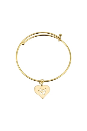ILY Heart Charm Bangle- Gold