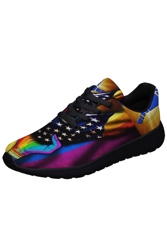 ILY Sign Language LGBT Pride Shoes Sneakers for Women Men Black Size 8