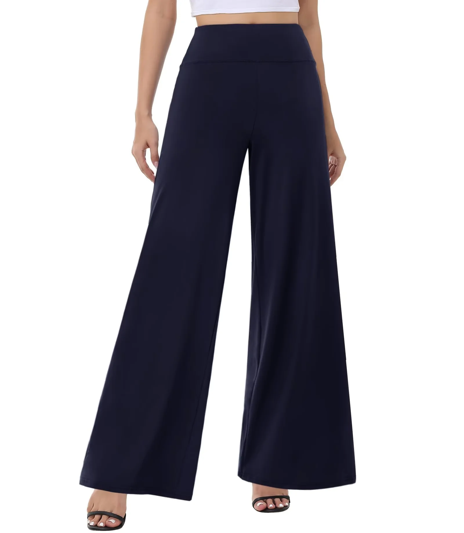 Stretchy High-Waisted Palazzo Pants for Women – Loose Wide-Leg Beach & Dress Pants