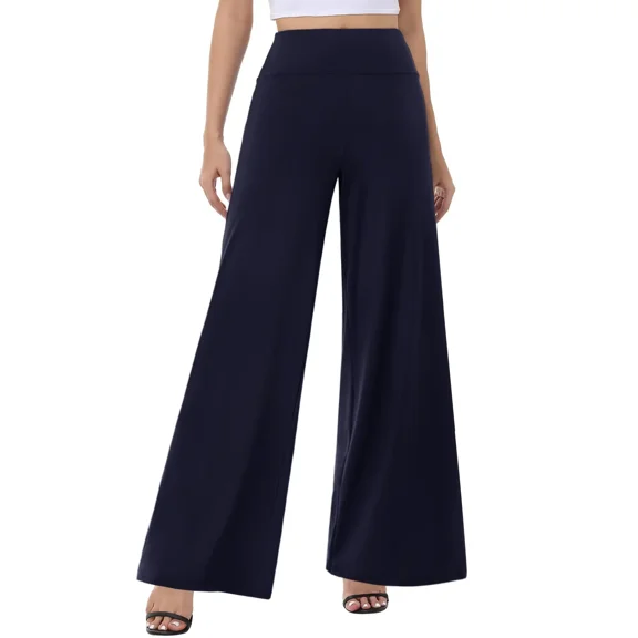 ILYSS Stretchy High-Waisted Palazzo Pants for Women – Loose Wide-Leg Beach & Dress Pants