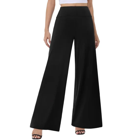 ILYSS Stretchy High-Waisted Palazzo Pants for Women – Loose Wide-Leg Beach & Dress Pants