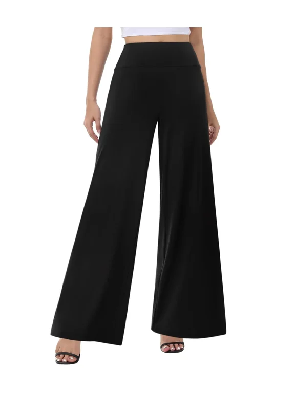 Stretchy High-Waisted Palazzo Pants for Women – Loose Wide-Leg Beach & Dress Pants