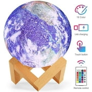 IM Beauty Moon Lamp Night Light 6 inch 16 Colors 3D Galaxy Star Lamp LED Globe Light with Wood Stand,Touch,Pat and Remote Control USB Rechargeable for as Gifts for Baby Girls Boys Lover Family