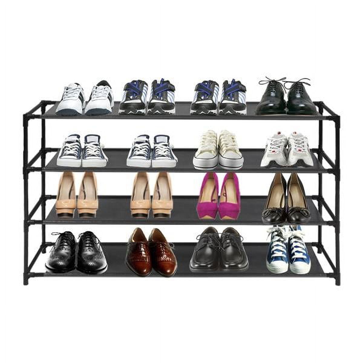 IM Beauty 4 Tier Long Shoe Rack for Closet Wide Shoe Storage Organizer Stackable Shoe Shelf for Floor Bedroom 30 Pairs
