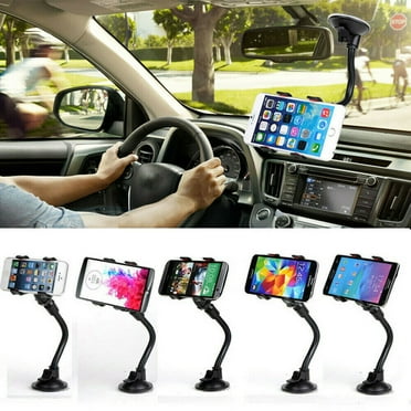 IM Beauty Car Phone Mount Windshield, Long Arm Clamp iVoler Universal Windshield with Double Clip Strong Suction Cup Cell Phone Holder Compatible with iPhone 13 12 11 Pro XS Max 7 8 6 Plus