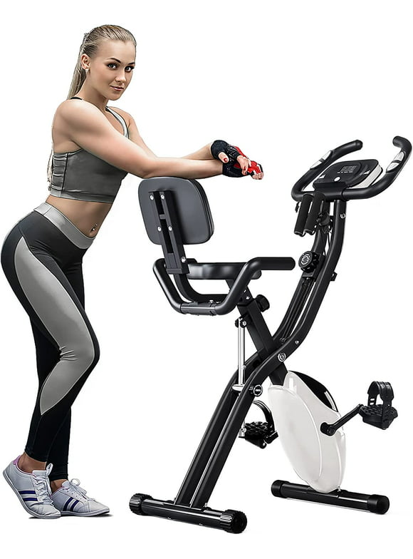 IM Beauty Folding Upright and Recumbent Foldable Stationary Bike Exercise Bike with 10-Level Adjustable Magnetic Resistance, Perfect Workout Bike for Home Use for Men, Women, and Seniors