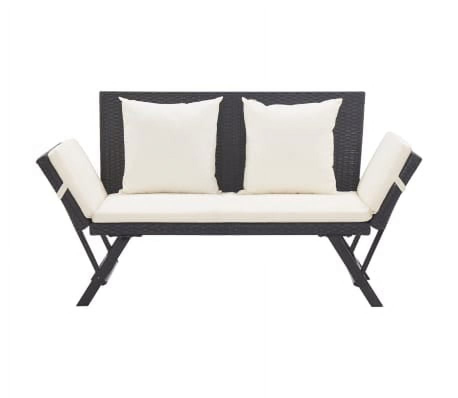 "IM Beauty Garden Bench with Cushions,Low Back All-Weather Wicker ...