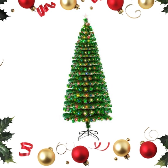 IM Beauty Newest 7.5 FT Artificial Christmas Tree LED Flash Modes with Multicolored Fiber Optic Tips & Metal Stand Ideal for Festival Indoor Outdoor Décor