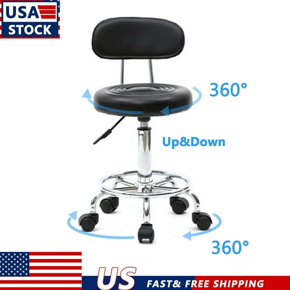IM Beauty Salon Stool with Wheels,Heavy Duty Lash Chair Adjustable for Massage Salon Spa Drafting Nail Teach,360 Swivel,Leather,Thick Seat Padding (Black)