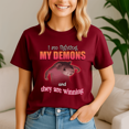 thumbnail image 1 of IM Fighting My Demons And They Are Winning Word Art, Cat Meme Shirt, Meme Tee, Trending Tshirt, Funny Friend Gift, Quote Cute, 1 of 5