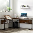 thumbnail image 1 of IM Lashes Home Office L-Shaped Desk with Bottom Bookshelves , Multi-Function Drafting Drawing Table with Tiltable Desktop for Artist or Student/67 inch, 1 of 1