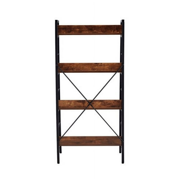 IM Lashes Ladder Shelf, Bookshelf, 3+4-Tier Standing Shelf Sets for Living Room, Bedroom, Kitchen, Bamboo Frame, Easy Assembly, Industrial Style, Rustic Brown 2 PACKS