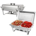 thumbnail image 1 of IMACONE Chafing Dish Buffet Chafer Set 2 Packs 8 Qt. Foldable Rectangular Stainless Steel Chafer Set with 2 Half Size Food Pans, 1 of 9
