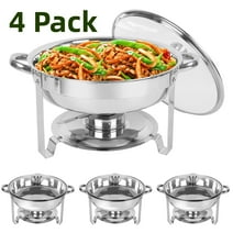 IMACONE Chafing Dish Buffet Set,5Qt 4 Packs Stainless Steel Round Catering Warmer Set with Glass Lid