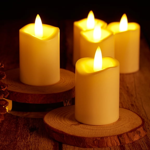 IMAGE 12 Pack Flameless Flickering Ivory Candles with Timer for Wedding, Halloween, Christmas Decor