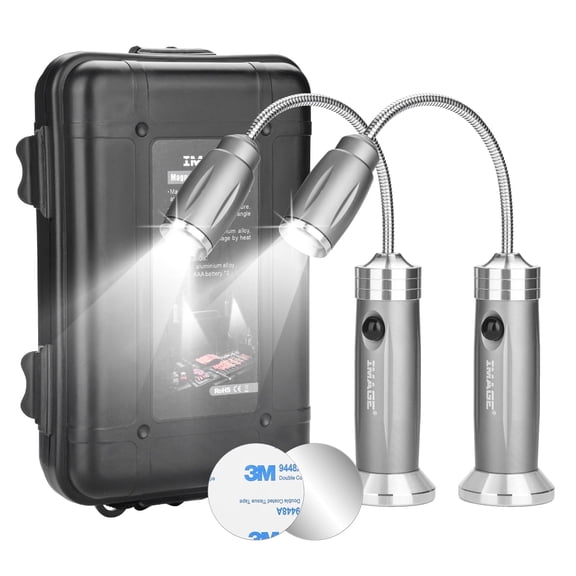 IMAGE 2Pack BBQ Barbecue Grill Lights Set, Magnetic Base Flexible Gooseneck Camping Outdoor Steel Lamp