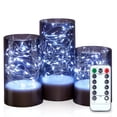 thumbnail image 1 of IMAGE 3PCS Acrylic Shell Pillar LED Battery Operated Candles With 13-Key Remote Timer for Home, Wedding & Party Decor, Grey, 1 of 9