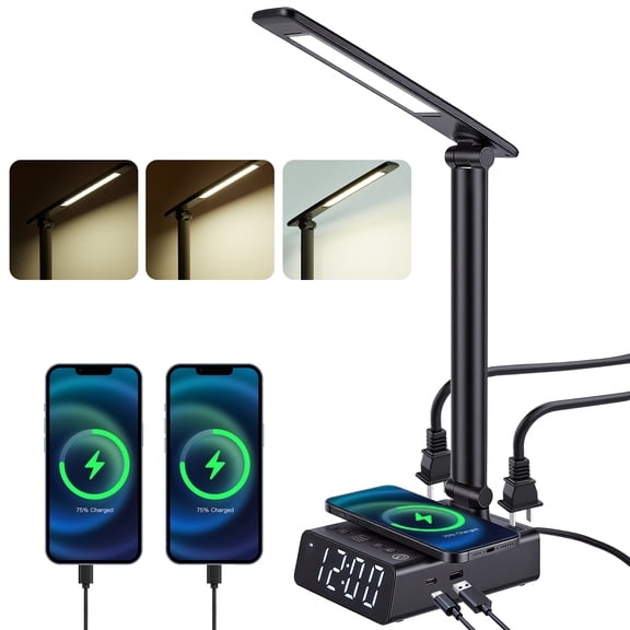 IMAGE LED Desk Lamp with Wireless Charging Touch Control & USB Charging Port