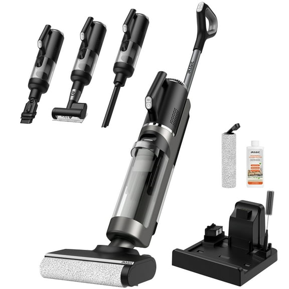 IMAGIC M3 Combo Wet Dry Vacuum Cleaner, 4-in-1 Cordless Vacuum Mop Combo for Multi-Surface, Lightweight & Handheld Vacuum Mop All in One with Edge Cleaning, Self-Cleaning & Hot Air Drying, Grey