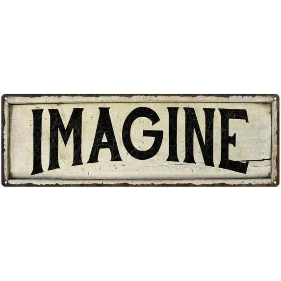 IMAGINE Farmhouse Style Wood Look Sign Gift 6x18 Metal Decor 106180028207