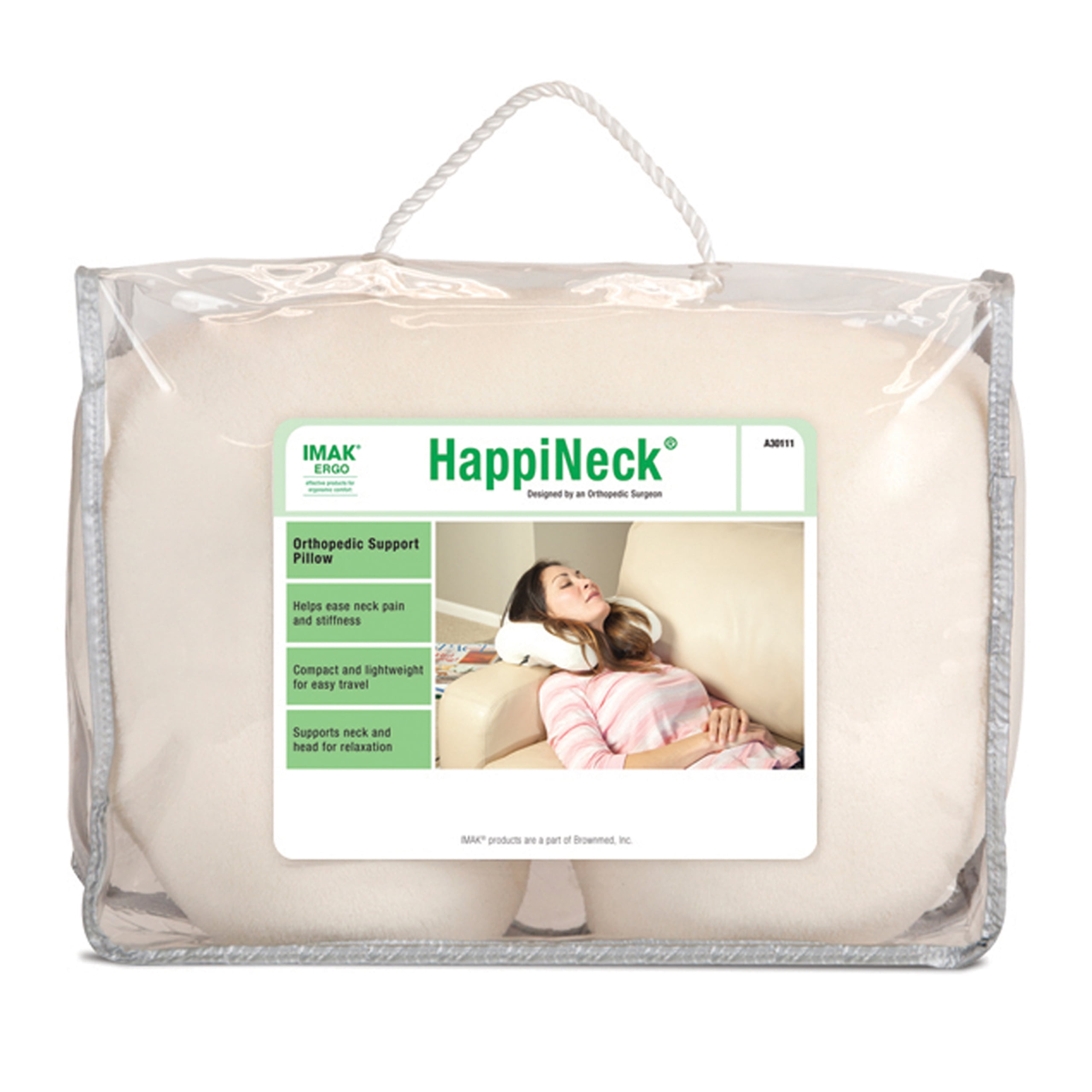 IMAK HappiNeck Pillow Orthopedic Pillow Neck Support Travel Pillow  Therapeutic Pillow Beige