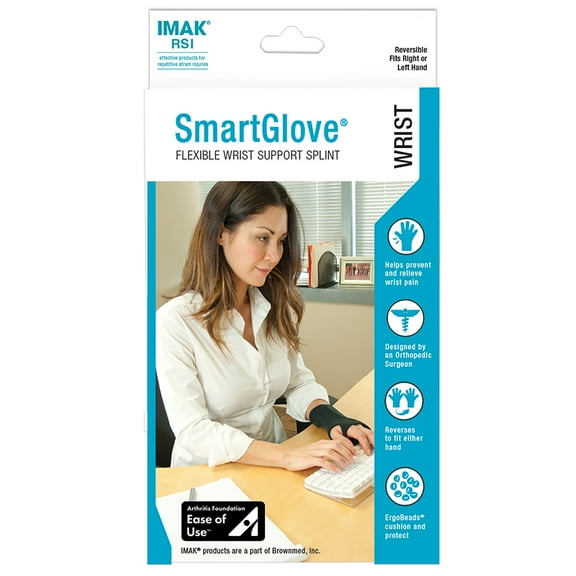 IMAK Smartglove Support Splint, Black, Small, Up to 3-1/4in, Left or Right Hand, 1 Count