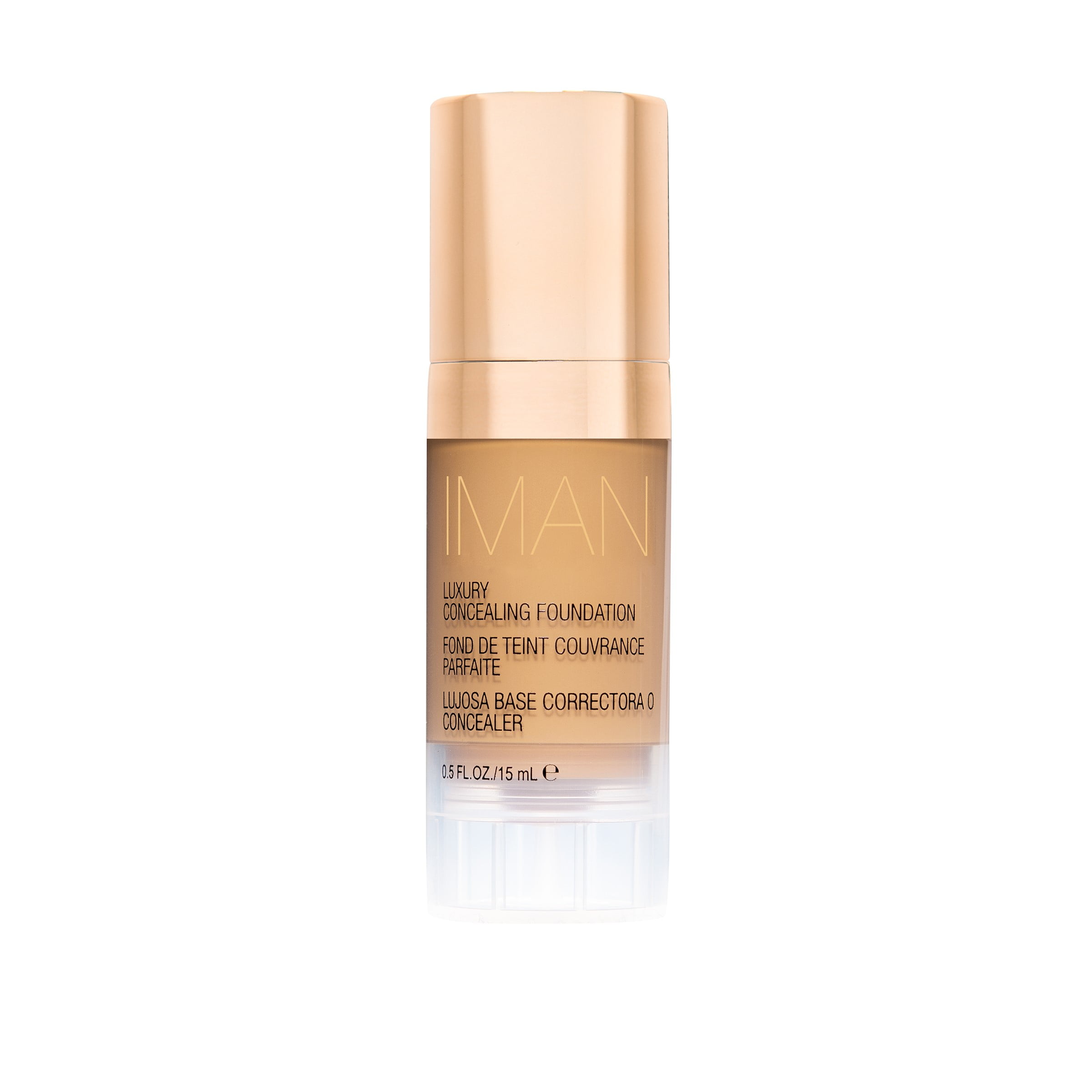 IMAN Cosmetics Luxury Concealing Foundation, Medium Skin, Sand 4, 0.5 Oz
