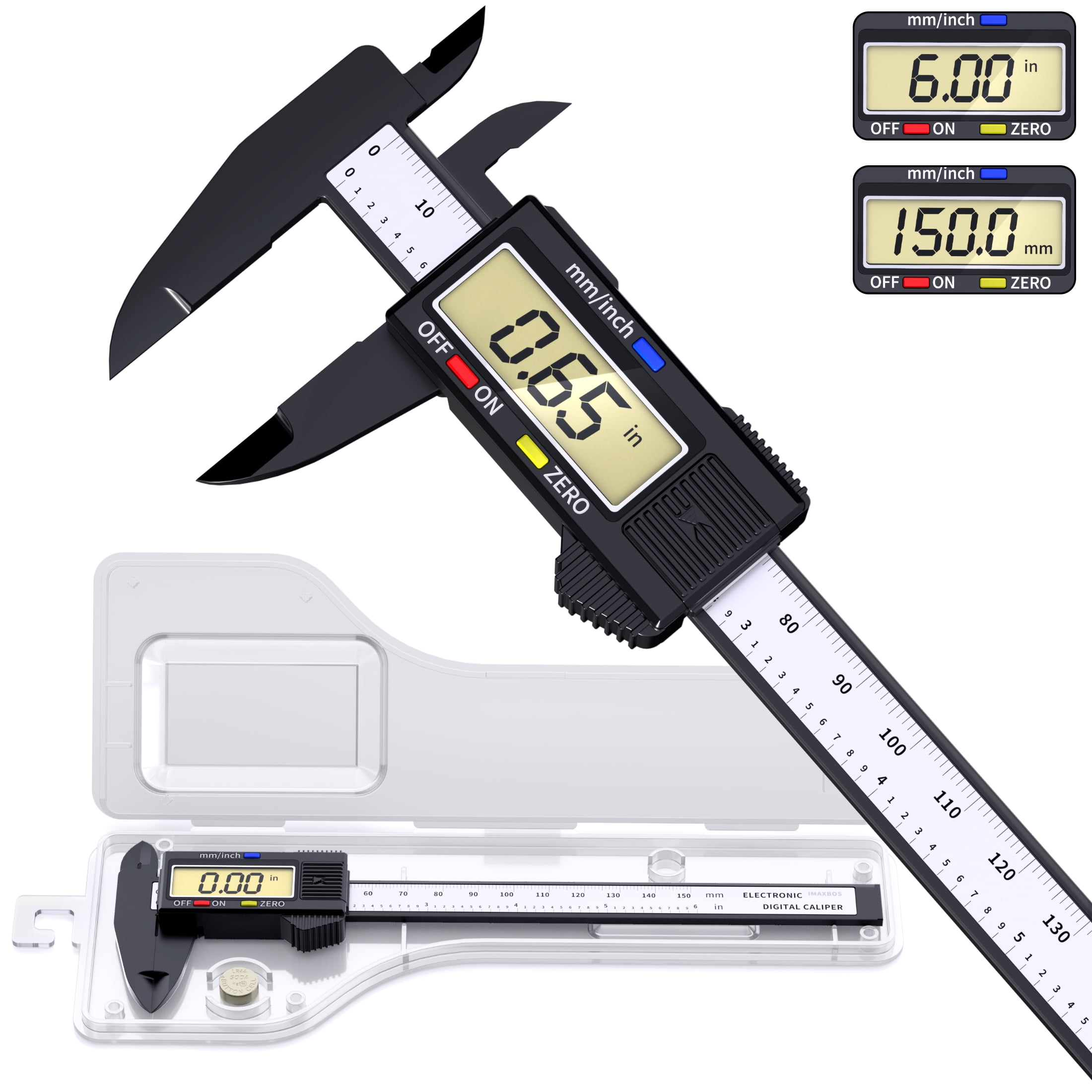 IMAXBOS Digital Caliper Measuring Tool Electronic Micrometer 6 inch Vernier Caliper