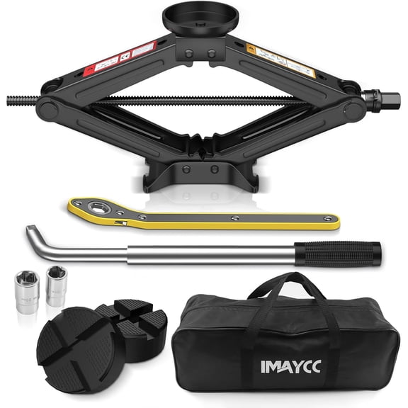 IMAYCC Portable 2.5 Ton Scissor Car Jack Kit with Rubber Pads for Safety