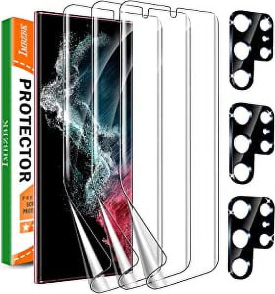 IMBZBK 33 Pack for Samsung Galaxy S22 Ultra 5G Screen Protector Not Glass, 3 Pack Flexible TPU Film with 3 Pack Tempered Glass Camera Lens Protecto