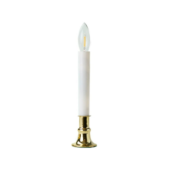 IMC Electric Candle with Warm White LED Bulb and Light Sensor, Brass, 9"
