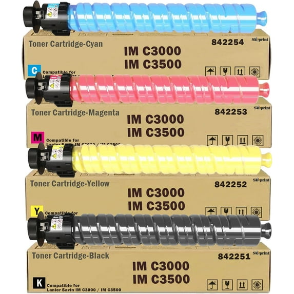 IMC3000 IMC3500 Toner Cartridge High Yield Replacement for Ricoh 842251 842252 842253 842254 use for Ricoh Lanier Savin IM C3000 IM C3500 Printer Ink Black Cyan Magenta Yellow